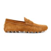 Suede Loafer med Graveret Logo