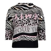 Animal Print Sweatpullover med Kelchkragen