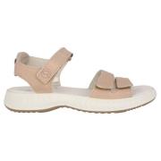 Beige Stroplædersandal til kvinder