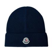 Logo Patch Beanie Hat i bomuldsstrik