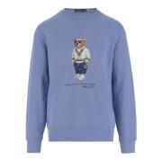 Bomuld Blandingsstof Crew Neck Sweatshirt Blå