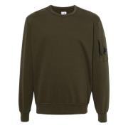 Grøn Crewneck Sweatshirt med Linse Lomme