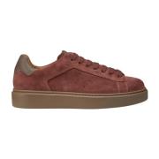 Herresneaker i ruskind og læder | terracotta