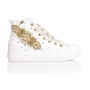 Hvide Guld Sneakers med Swarovski Accents