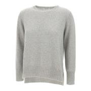 Uld Kashmir Sweater Grå Ribbet