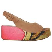 Beige Mix Platform Sandal til Kvinder