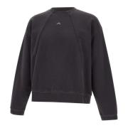 Sort Bomulds Sweatshirt med Crew Neck