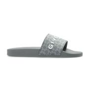 Slide Flat Sandaler i Monogram 72 Gummi