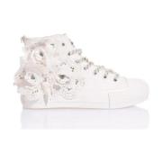 Hvide Sneakers med Blomster Macramé