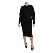 Elegant Sort Bodycon Sheath Midi Kjole