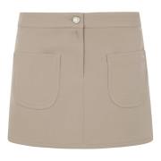 Sand Mini-Nederdel Twill 2-Lommer