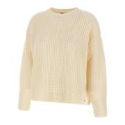 Hvid Uld Crew Neck Sweater