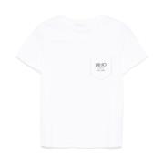 Hvid Logo Print Crew Neck T-shirt