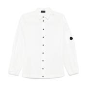 Hvid Button-Up Skjorte Elastiske Manchetter