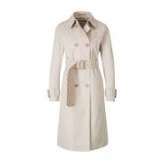 Beige Cotton Double-breasted Trench Coat