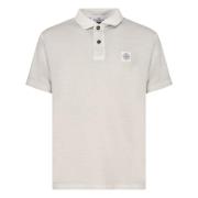 Beige Polo Shirt med Logo Patch