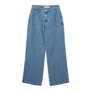 Denim Blue Wide Leg High Waist Jeans