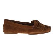 Brune Ruskind Loafers med Frynser