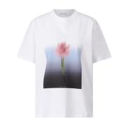 Tulipanprint Løstsiddende Bomulds T-shirt