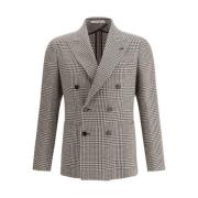 Montecarlo Houndstooth Dobbeltbrystet jakke med spids revers