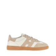 Hvide og beige lædersneakers