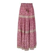 Elegant Diamondll Maxi Skirt i Pink