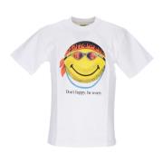 Smiley Print Hvid Tee Skjorte