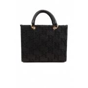 Rafia Jacquard Shopper Taske med Charms