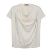 Elegant Draperet Tee Top Ecru