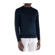 Blå Crewneck Bomuld Cashmere Sweater