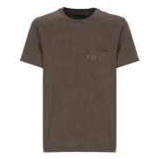 Brun Crewneck T-shirt med Brystlomme