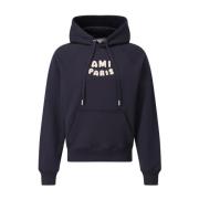 Hoodie med logo-broderi