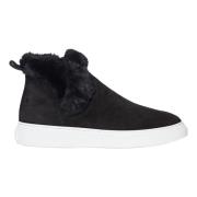 Sorte Slip-On Sneakers med Pelskant