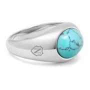 Silver Oval Signet Ring with Turquoise Stone