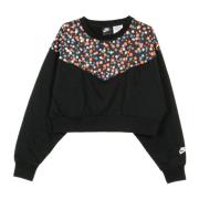 Blomstret Cropped Crew Neck Sweatshirt