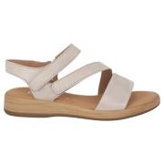 Skinnende Læder Dame Sandal - Beige