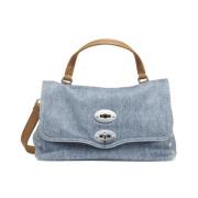 Denim Skuldertaske med Justerbar Rem