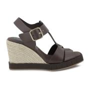 Brun læderkile sandaler Carla espadril