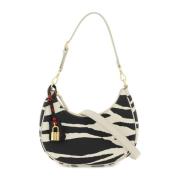 Zebra Print Læder Mini Hobo Taske