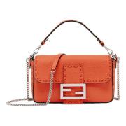 Orange Læder Crossbody Taske