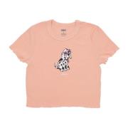 Dalmation Eyes Cropped Tee Peach Sand