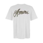 Script Hvid Crewneck T-shirt med Maxi Logoprint