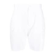 Elegant Hvid Bomuld Nylon Shorts