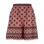 Pink Silke Bermuda Shorts med DG Logo