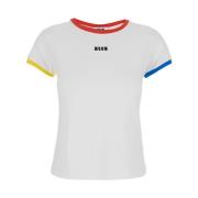 Hvid Broderet Logo T-shirt Kvinde Bomuld