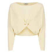 Gul Viskose Sweater med Asymmetrisk Hem