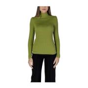 Grøn Ribstrikket Sweater Top