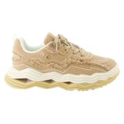 Beige Canvas Wave Sneakers