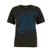 Brun Crewneck T-shirt med Equestrian Knight Print