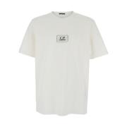 Hvid Logo Print Bomuld T-Shirt